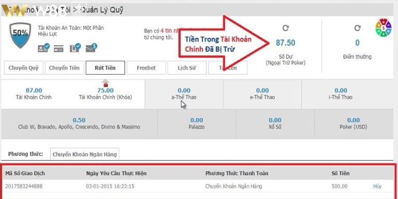 Thông tin rút tiền W88 cần chính chủ và chuẩn xác 100%